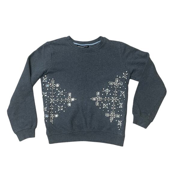 Hemant & Nandita Gray Embellished Jeweled Rhinestone Crew Sweatshirt Size S - Picture 1 of 10